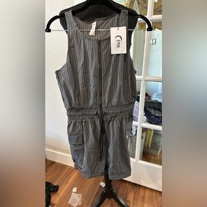 Gray Pinstripe La Jolla Romper